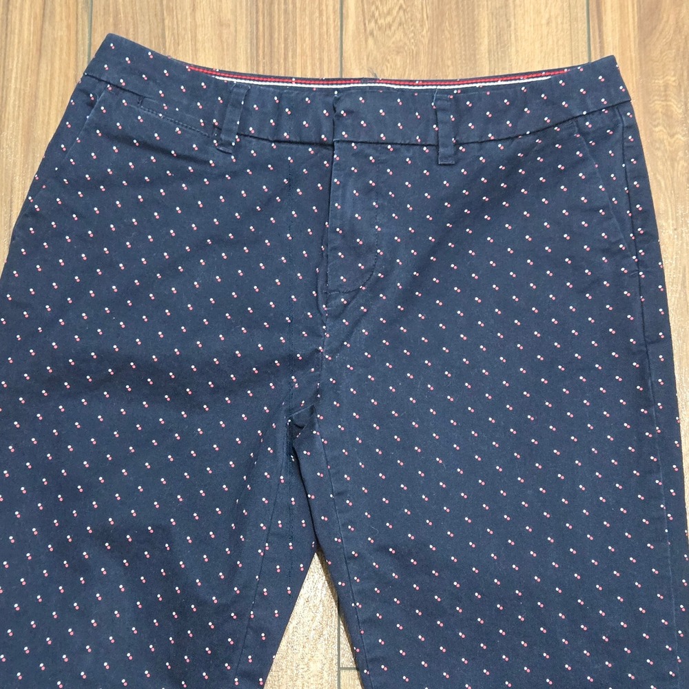 Tommy Hilfiger Hampton Stretch Slim Chino Navy Blue Dots Pants Mid Rise Size 8 - Picture 2 of 13